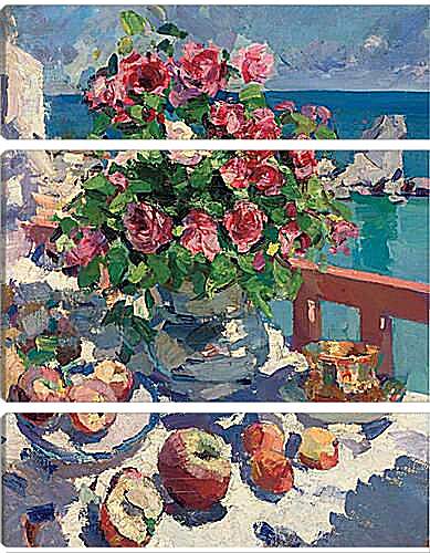 Модульная картина - Розы и яблоки. Коровин Константин