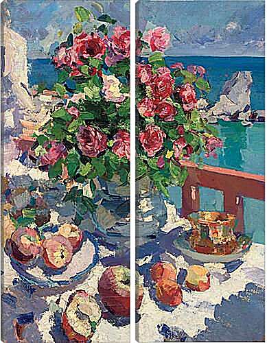 Модульная картина - Розы и яблоки. Коровин Константин