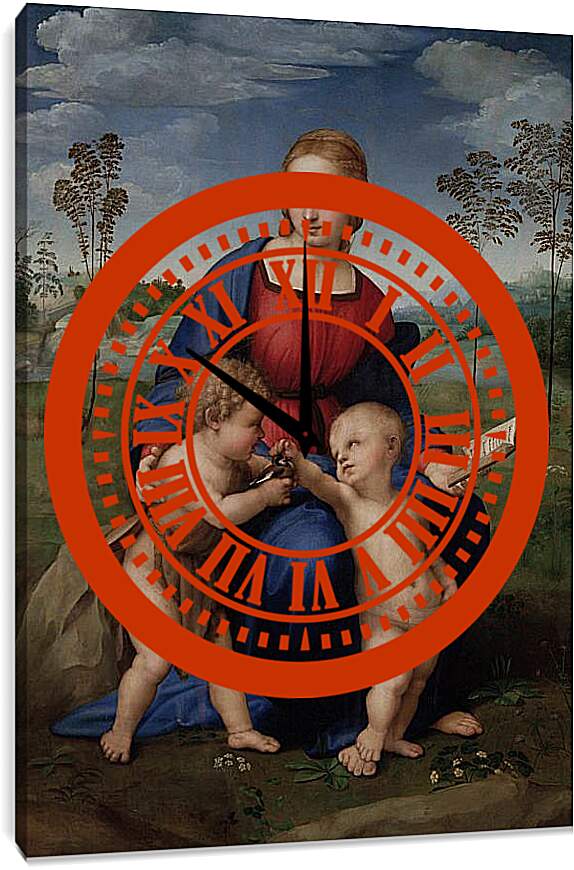 Часы картина - Мадонна со щеглом. Санти Рафаэль
