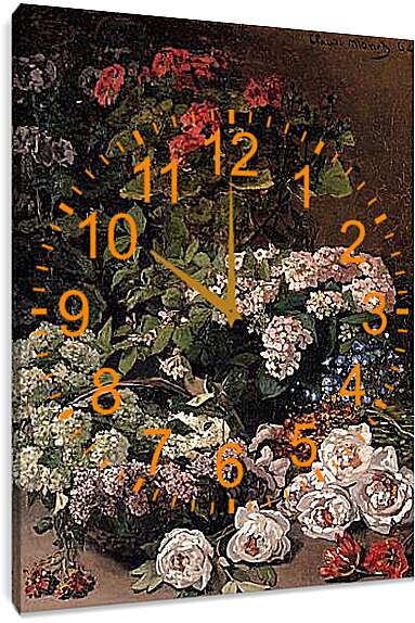 Часы картина - весенние цветы. Клод Моне