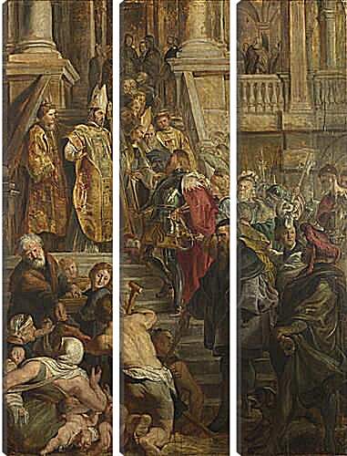 Модульная картина - Saint Bavo is received by Saints Amand and Floribert. Питер Пауль Рубенс