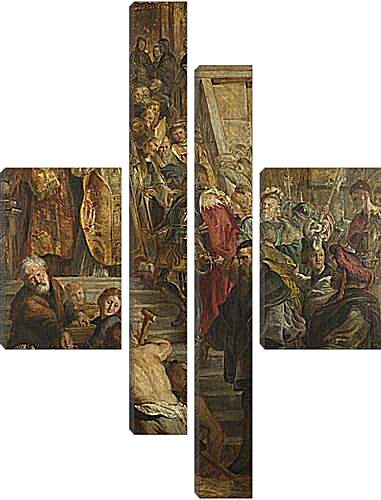 Модульная картина - Saint Bavo is received by Saints Amand and Floribert. Питер Пауль Рубенс