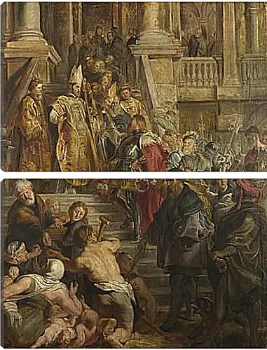 Модульная картина - Saint Bavo is received by Saints Amand and Floribert. Питер Пауль Рубенс