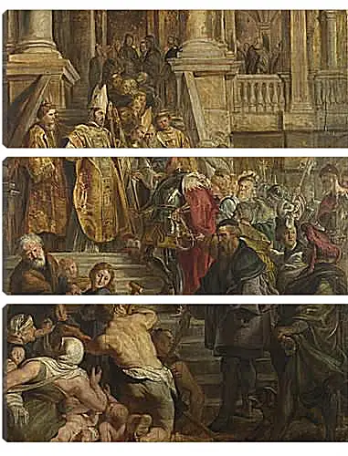 Модульная картина - Saint Bavo is received by Saints Amand and Floribert. Питер Пауль Рубенс