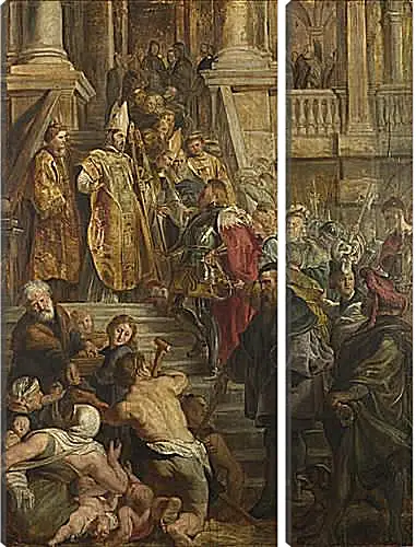 Модульная картина - Saint Bavo is received by Saints Amand and Floribert. Питер Пауль Рубенс