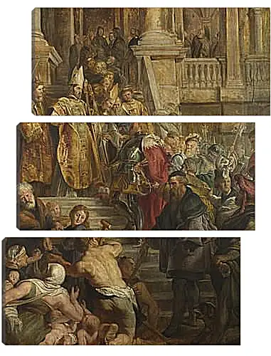 Модульная картина - Saint Bavo is received by Saints Amand and Floribert. Питер Пауль Рубенс