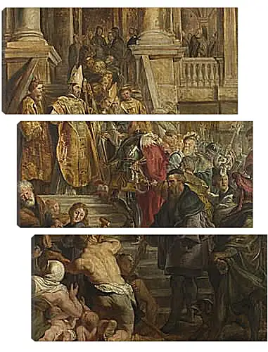 Модульная картина - Saint Bavo is received by Saints Amand and Floribert. Питер Пауль Рубенс