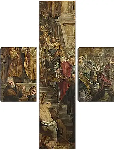 Модульная картина - Saint Bavo is received by Saints Amand and Floribert. Питер Пауль Рубенс