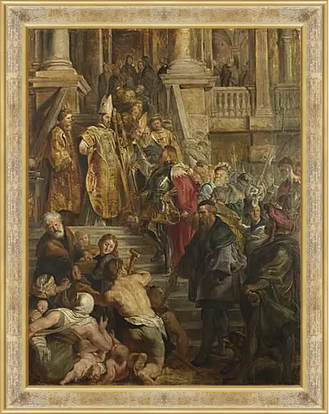 Картина в раме - Saint Bavo is received by Saints Amand and Floribert. Питер Пауль Рубенс