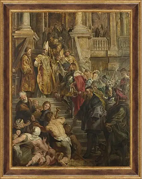 Картина в раме - Saint Bavo is received by Saints Amand and Floribert. Питер Пауль Рубенс