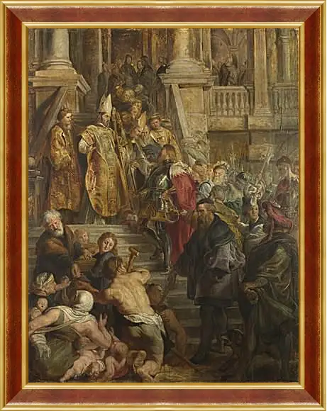 Картина в раме - Saint Bavo is received by Saints Amand and Floribert. Питер Пауль Рубенс