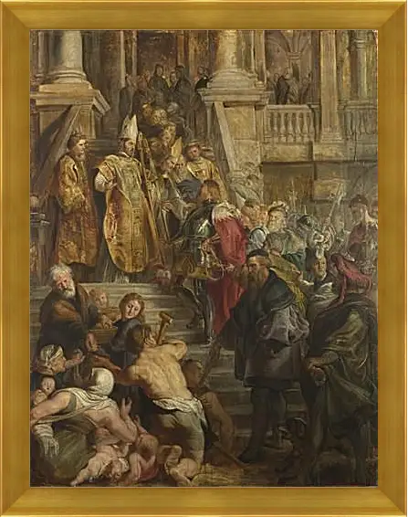 Картина в раме - Saint Bavo is received by Saints Amand and Floribert. Питер Пауль Рубенс