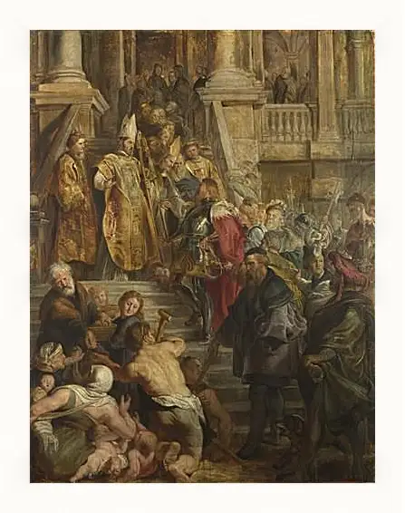 Картина в раме - Saint Bavo is received by Saints Amand and Floribert. Питер Пауль Рубенс