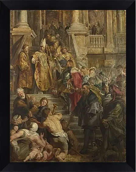 Картина в раме - Saint Bavo is received by Saints Amand and Floribert. Питер Пауль Рубенс