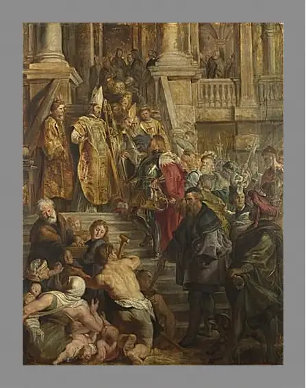 Картина в раме - Saint Bavo is received by Saints Amand and Floribert. Питер Пауль Рубенс