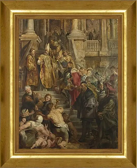 Картина в раме - Saint Bavo is received by Saints Amand and Floribert. Питер Пауль Рубенс