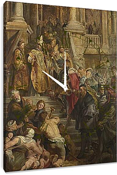 Часы картина - Saint Bavo is received by Saints Amand and Floribert. Питер Пауль Рубенс