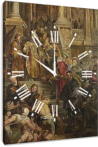 Часы картина - Saint Bavo is received by Saints Amand and Floribert. Питер Пауль Рубенс