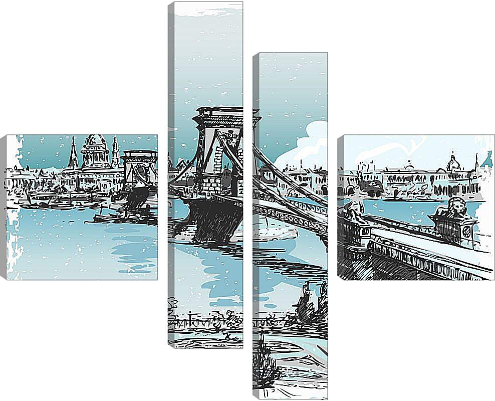 Модульная картина - Зимний мост