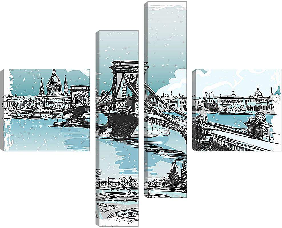 Модульная картина - Зимний мост