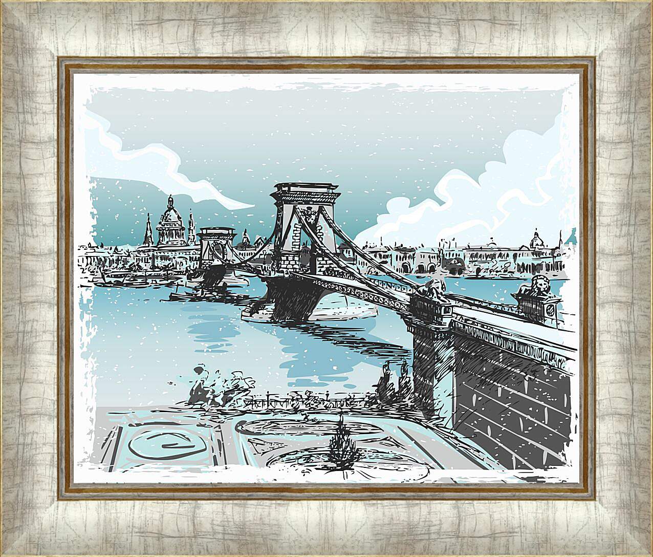 Картина в раме - Зимний мост