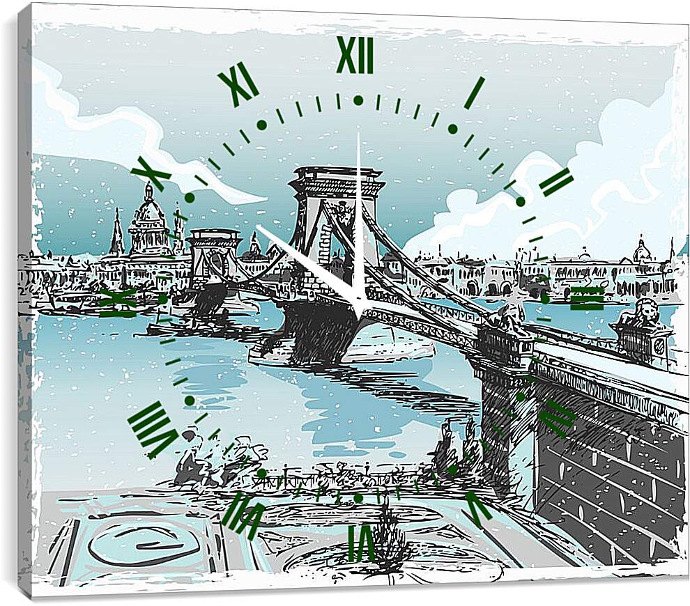 Часы картина - Зимний мост