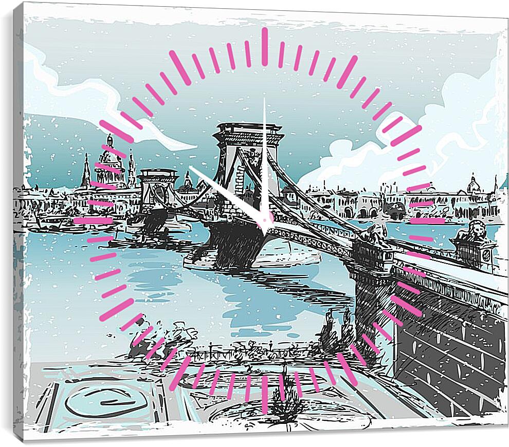 Часы картина - Зимний мост