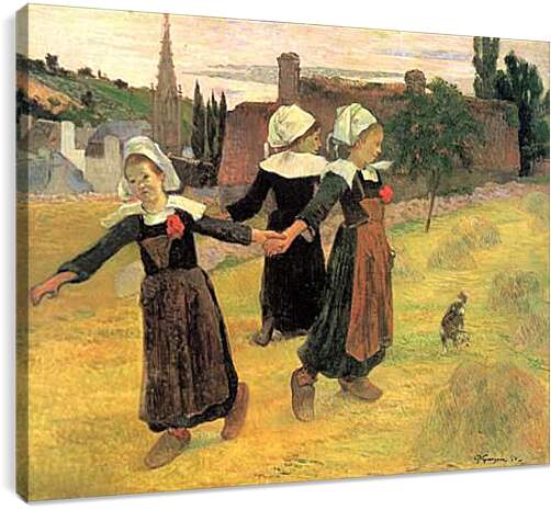 Постер и плакат - Breton Girls Dancing, Pont-Aven. Поль Гоген