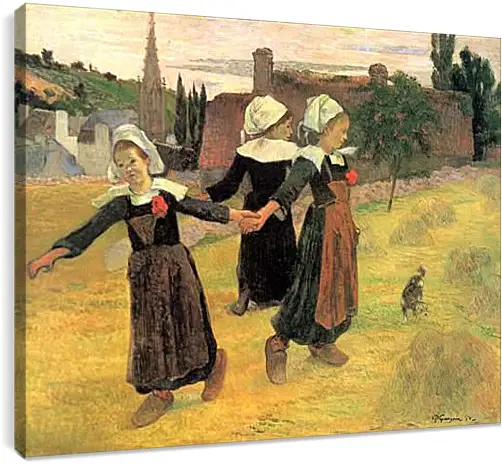 Постер и плакат - Breton Girls Dancing, Pont-Aven. Поль Гоген