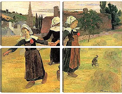 Модульная картина - Breton Girls Dancing, Pont-Aven. Поль Гоген