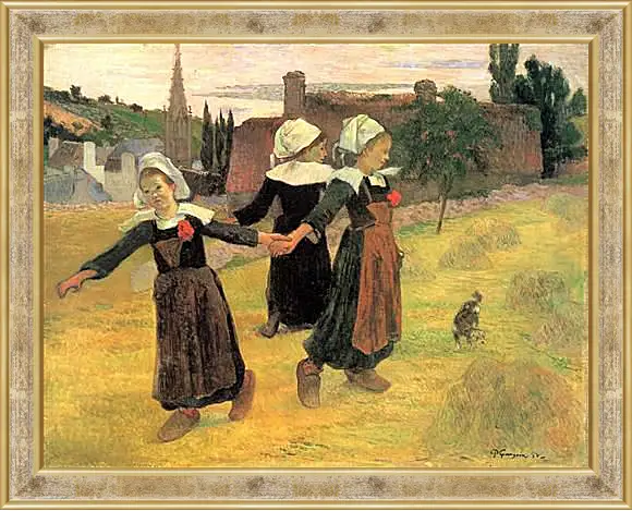 Картина в раме - Breton Girls Dancing, Pont-Aven. Поль Гоген