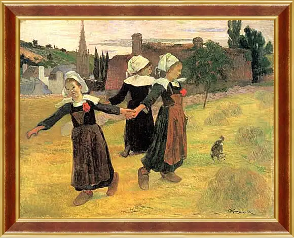 Картина в раме - Breton Girls Dancing, Pont-Aven. Поль Гоген