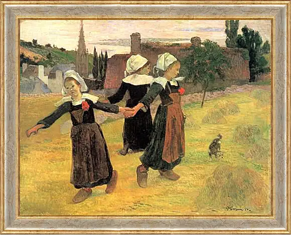 Картина в раме - Breton Girls Dancing, Pont-Aven. Поль Гоген