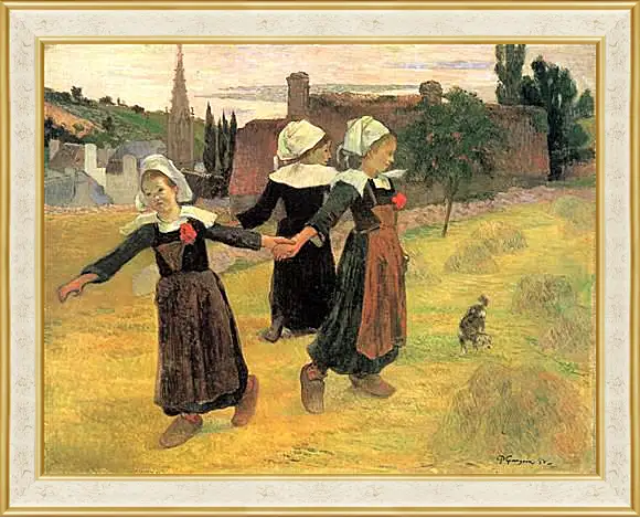 Картина в раме - Breton Girls Dancing, Pont-Aven. Поль Гоген