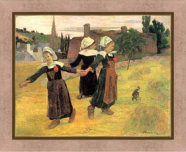 Картина в раме - Breton Girls Dancing, Pont-Aven. Поль Гоген