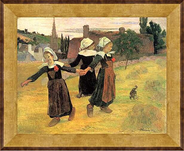 Картина в раме - Breton Girls Dancing, Pont-Aven. Поль Гоген