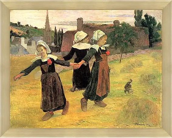 Картина в раме - Breton Girls Dancing, Pont-Aven. Поль Гоген