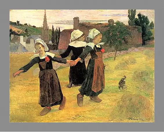 Картина в раме - Breton Girls Dancing, Pont-Aven. Поль Гоген