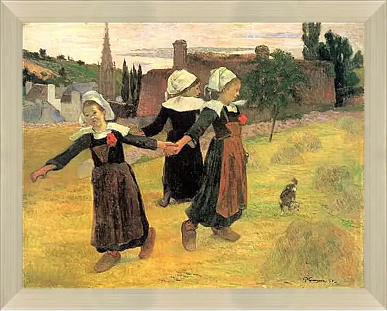 Картина в раме - Breton Girls Dancing, Pont-Aven. Поль Гоген