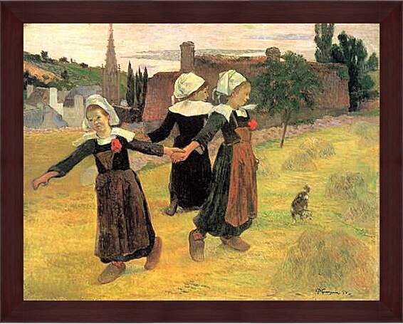 Картина в раме - Breton Girls Dancing, Pont-Aven. Поль Гоген