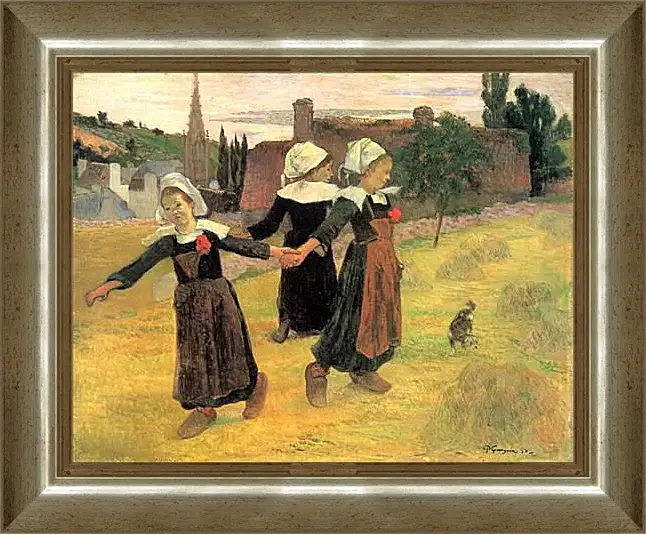 Картина в раме - Breton Girls Dancing, Pont-Aven. Поль Гоген