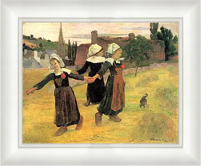 Картина в раме - Breton Girls Dancing, Pont-Aven. Поль Гоген