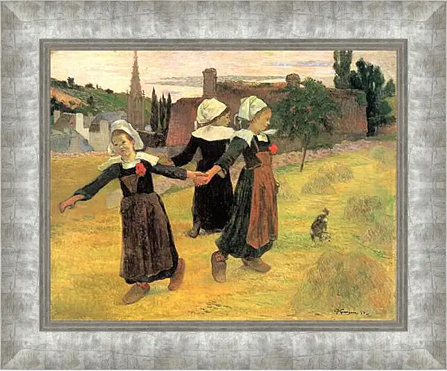 Картина в раме - Breton Girls Dancing, Pont-Aven. Поль Гоген