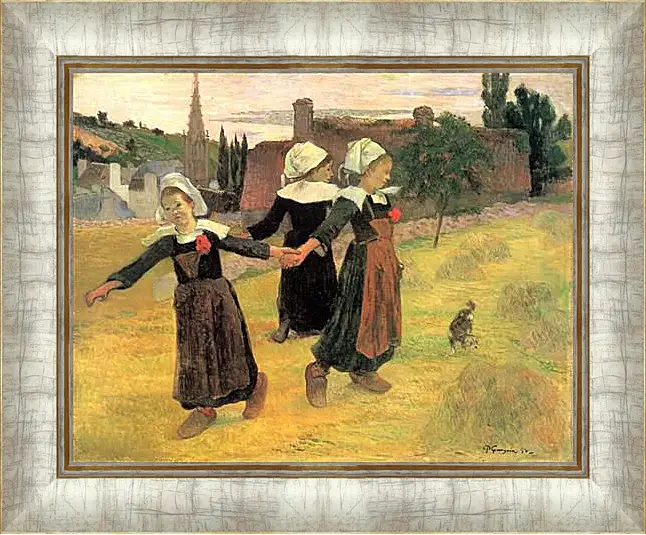 Картина в раме - Breton Girls Dancing, Pont-Aven. Поль Гоген