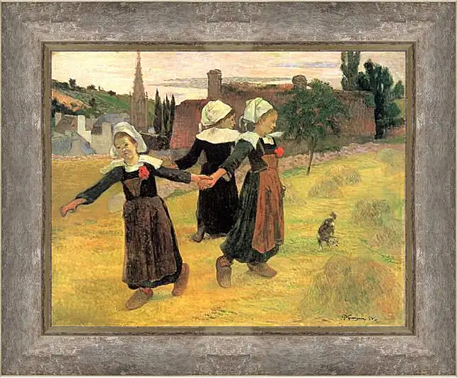 Картина в раме - Breton Girls Dancing, Pont-Aven. Поль Гоген