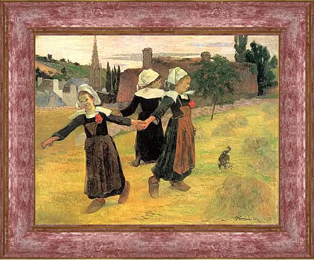 Картина в раме - Breton Girls Dancing, Pont-Aven. Поль Гоген