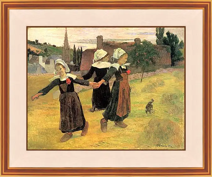 Картина в раме - Breton Girls Dancing, Pont-Aven. Поль Гоген