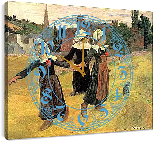 Часы картина - Breton Girls Dancing, Pont-Aven. Поль Гоген