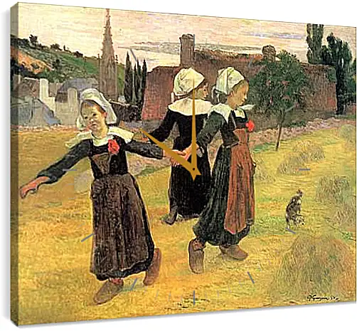 Часы картина - Breton Girls Dancing, Pont-Aven. Поль Гоген