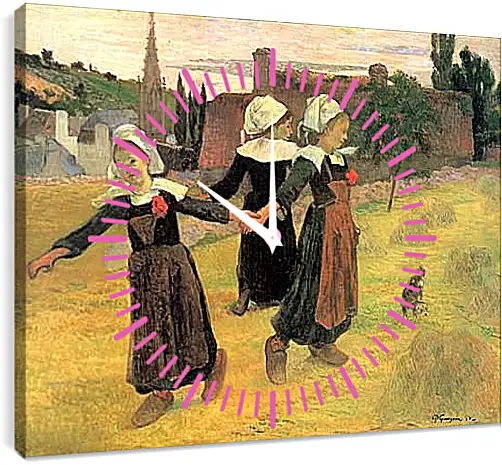 Часы картина - Breton Girls Dancing, Pont-Aven. Поль Гоген